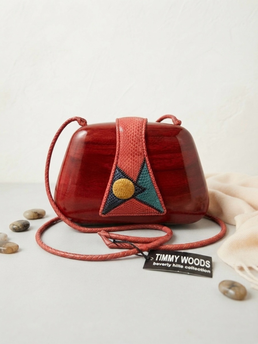 Timmy Woods Beverly Hills Collection – Handcrafted Monkey Pod Wood Handbag (NWT)